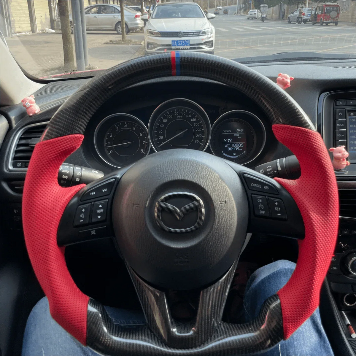 Carbon Fiber Steering Wheel fits 2014-2016 Mazda 2 / Mazda 3 / Mazda 6 / 2014-2017 Mazda CX-3 / 2012-2016 CX-5 | LYC Auto Parts