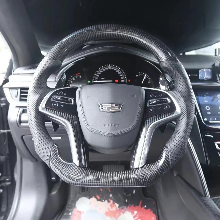 Custom carbon fiber steering wheel fits Cadillac 2015-2020 Escalade / 2013-2019 XTS / 2014-2016 SRX