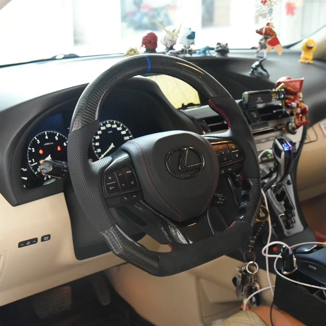 3-Segment Carbon Fiber Steering Wheel Fits Lexus 2016-2022 RX350 450h ES350 ES300 GS350 GS450 LX570 GS300 GS200T 2020-2023 GX460