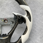 White Perforated Leather Carbon Fiber Steering Wheel Fits Acura TL 2009‑2014