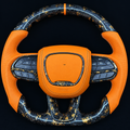 Gold Flakes Forged Carbon Fiber Steering Wheel fits 2015-2023 Dodge Charger/Challenger/2015–2024 Durango | Jeep Grand Cherokee 2014–2023 WK2 SRT/Trackhawk