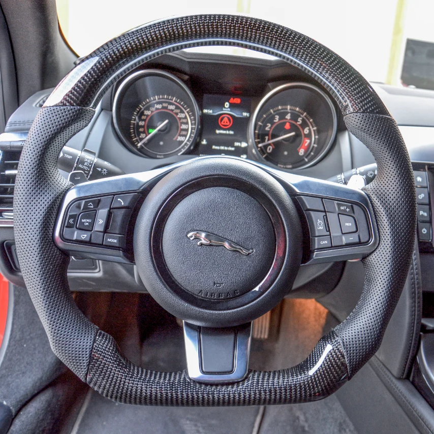 Carbon Fiber Steering Wheel fits Jaguar F-TYPE 2013-2023 / XE 2015-2019 / XF F-PACE 2016-2020 / XFL 2017-2020 / XEL E-PACE 2018-2020