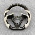 White Perforated Leather Carbon Fiber Steering Wheel Fits Acura TL 2009‑2014