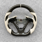 White Perforated Leather Carbon Fiber Steering Wheel Fits Acura TL 2009‑2014