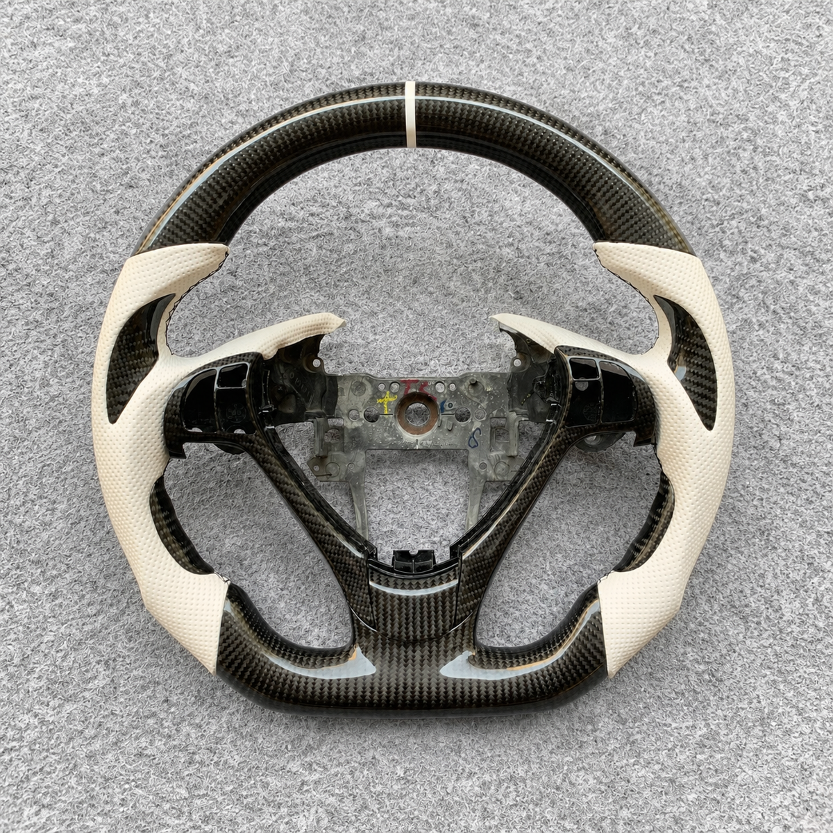 White Perforated Leather Carbon Fiber Steering Wheel Fits Acura TL 2009‑2014