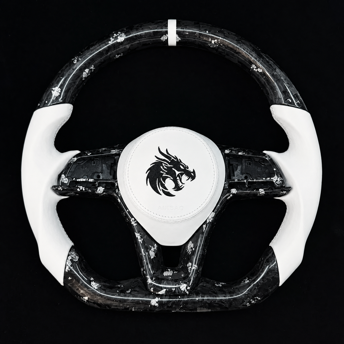 Silver Flakes Forged Carbon Fiber Steering Wheel fits Nissan 2019-2025 Sentra / 2019-2026 Altima Versa / 2019-2020 Rogue / 2020-2025 Juke