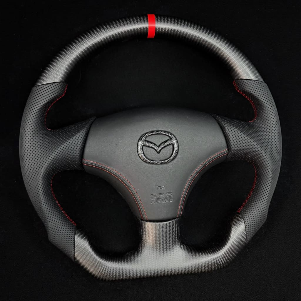 Matte Carbon Fiber Steering Wheel fits 1999-2005 Mazda MX-5 (NB) Miata | LYC Auto Parts