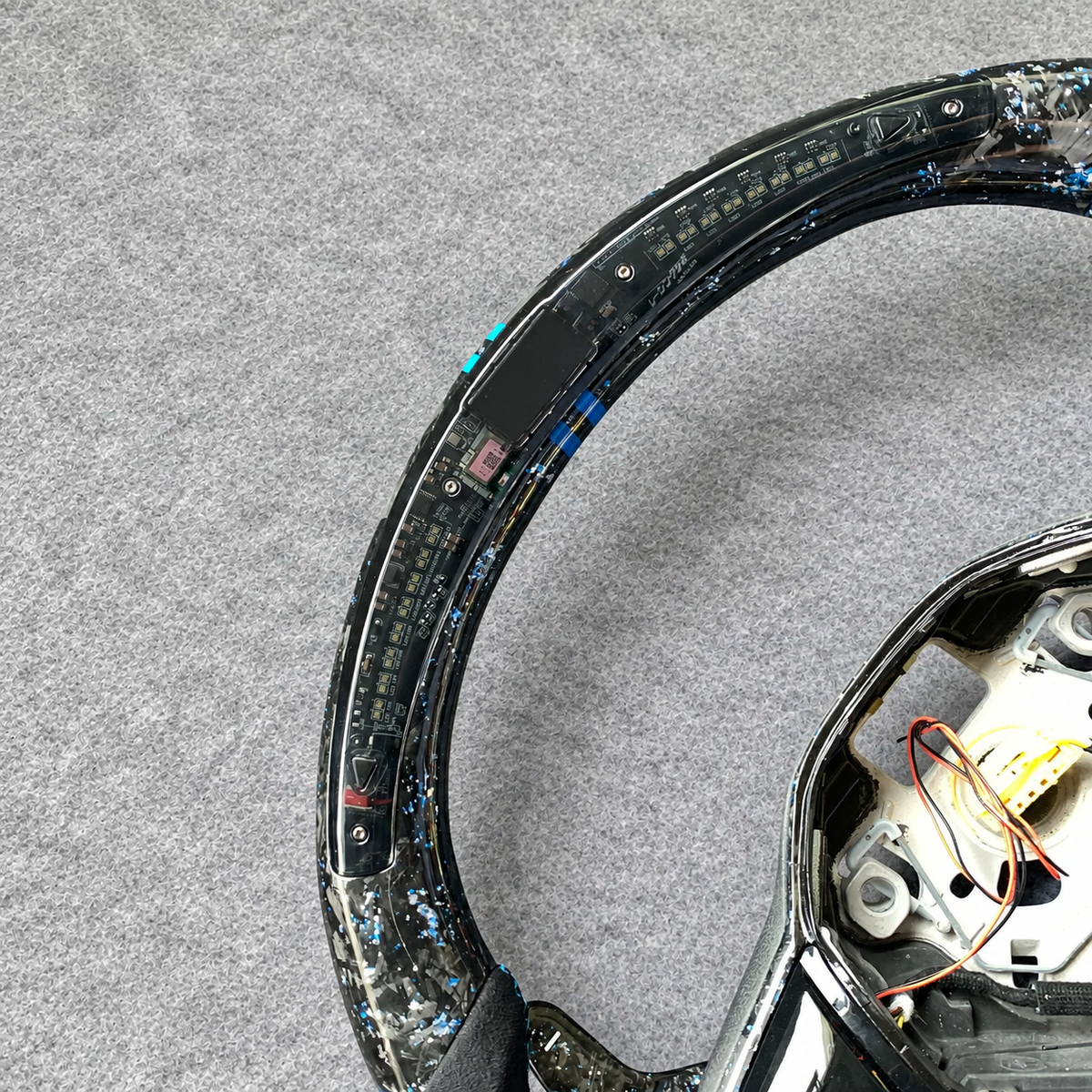 LED Blue Flakes Forged Carbon Fiber Steering Wheel Fits VW MK8 GTI Golf R Jetta 2020+