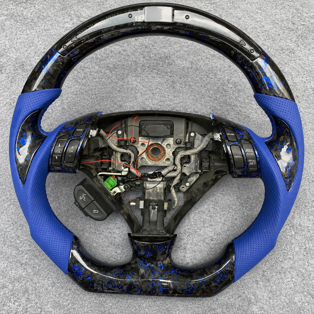 LED blue flakes forged carbon fiber steering wheel fits Honda Acura TSX 2004‑2008