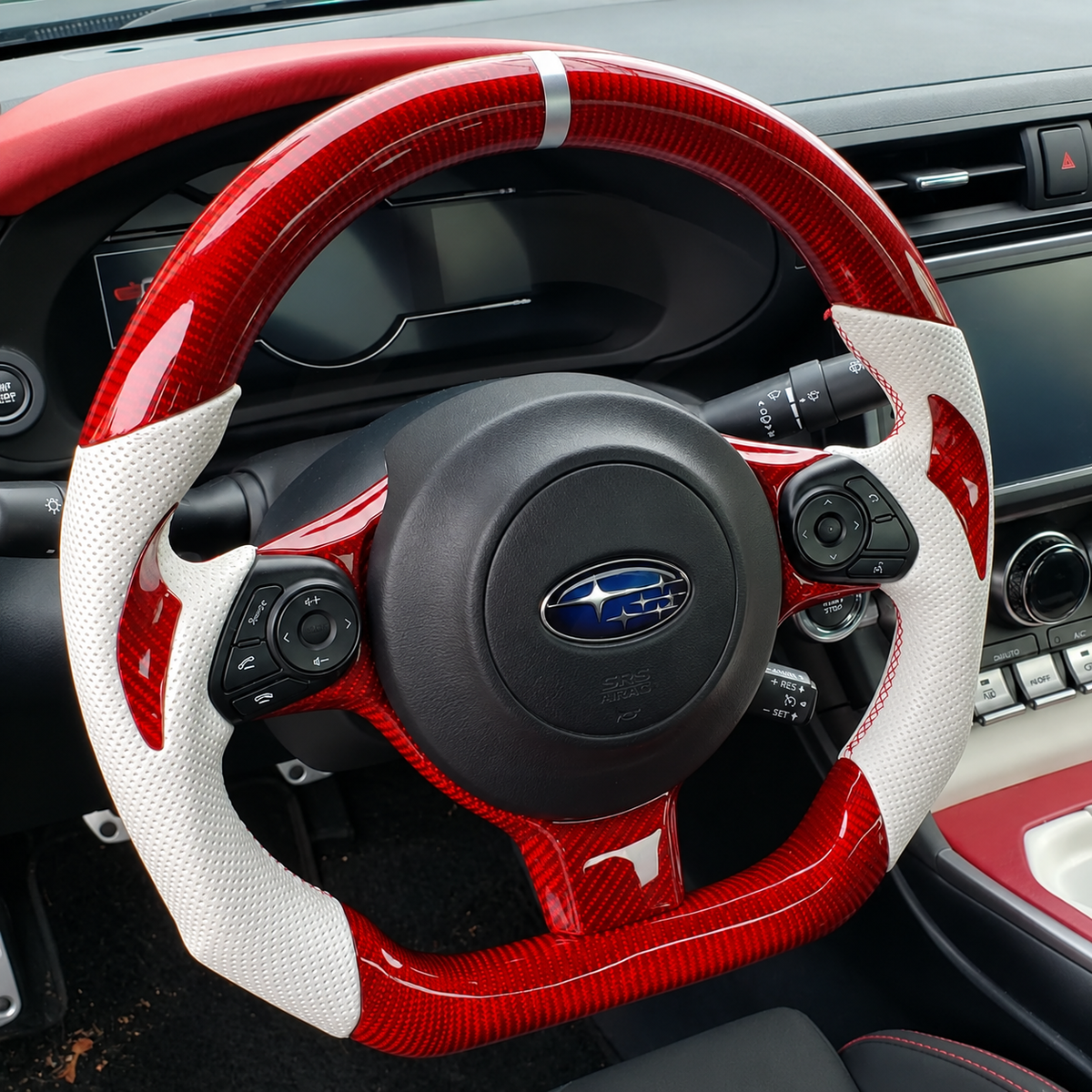 Red Carbon Fiber Steering Wheel fits Subaru BRZ / Toyota 86 / GR86 2017+