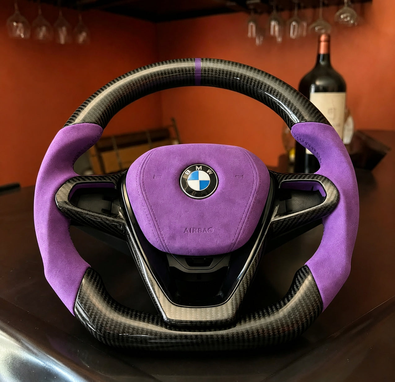 Purple Alcantara Carbon Fiber Steering Wheel For 2018 BMW X3