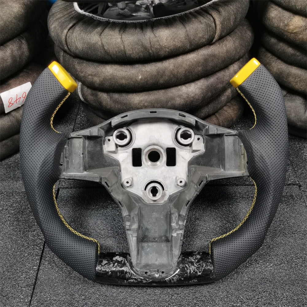 F1 Style Forged Carbon Fiber Steering Wheel for Tesla Model 3 / Model Y