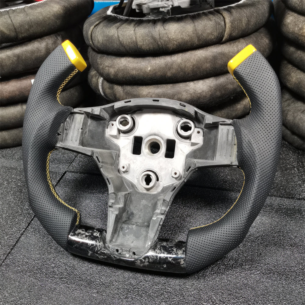 F1 Style Forged Carbon Fiber Steering Wheel for Tesla Model 3 / Model Y