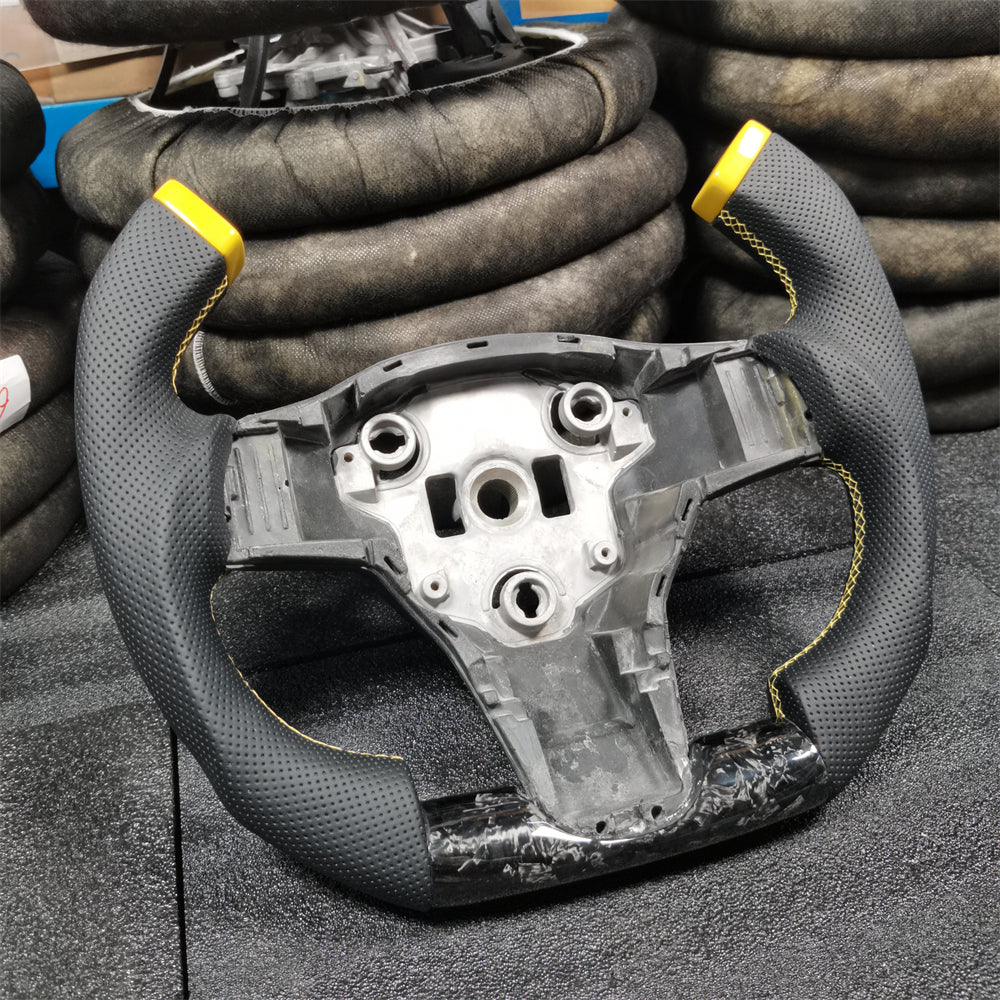 F1 Style Forged Carbon Fiber Steering Wheel for Tesla Model 3 / Model Y