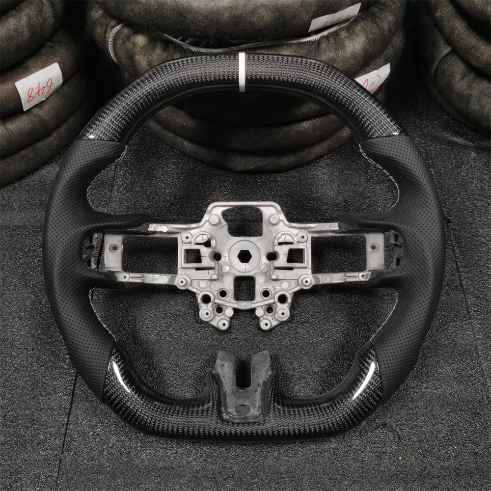 Flat Top Flat Bottom Carbon Fiber Steering Wheel fits Ford Mustang 2018-2023