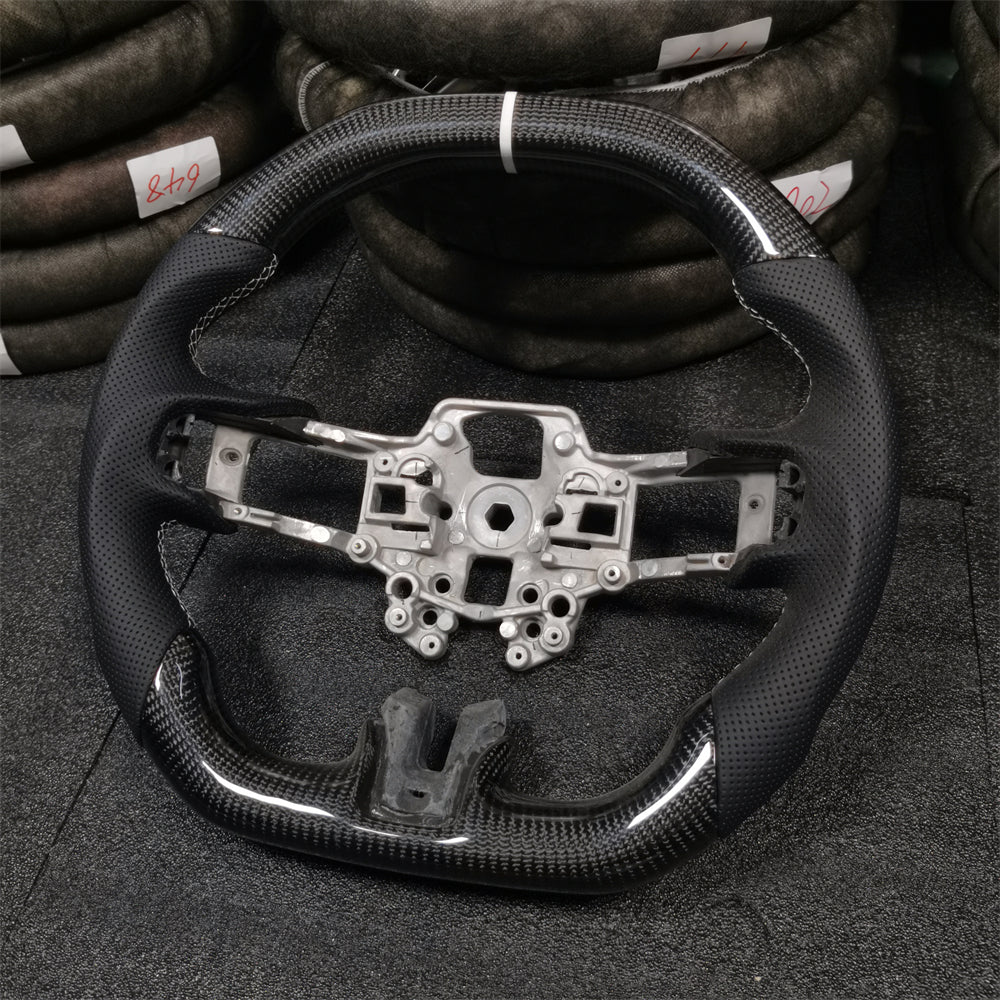 Flat Top Flat Bottom Carbon Fiber Steering Wheel fits Ford Mustang 2018-2023