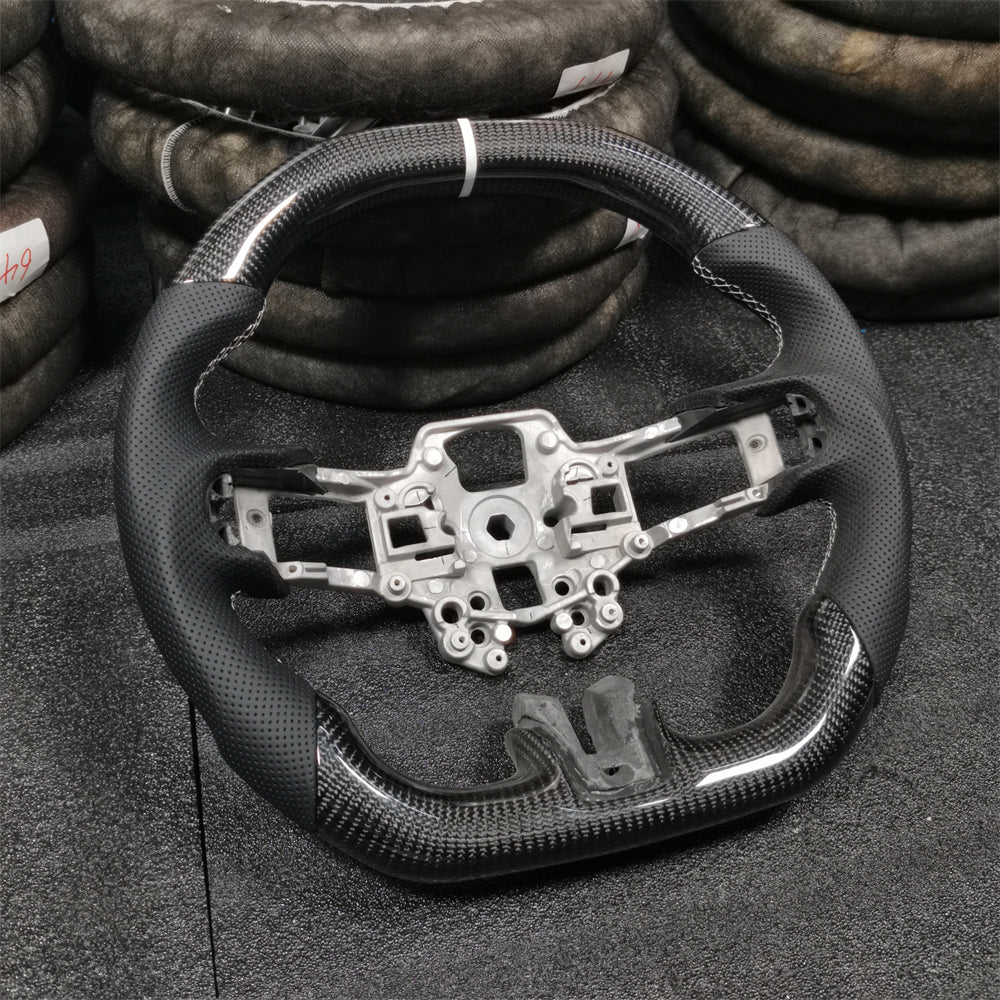 Flat Top Flat Bottom Carbon Fiber Steering Wheel fits Ford Mustang 2018-2023