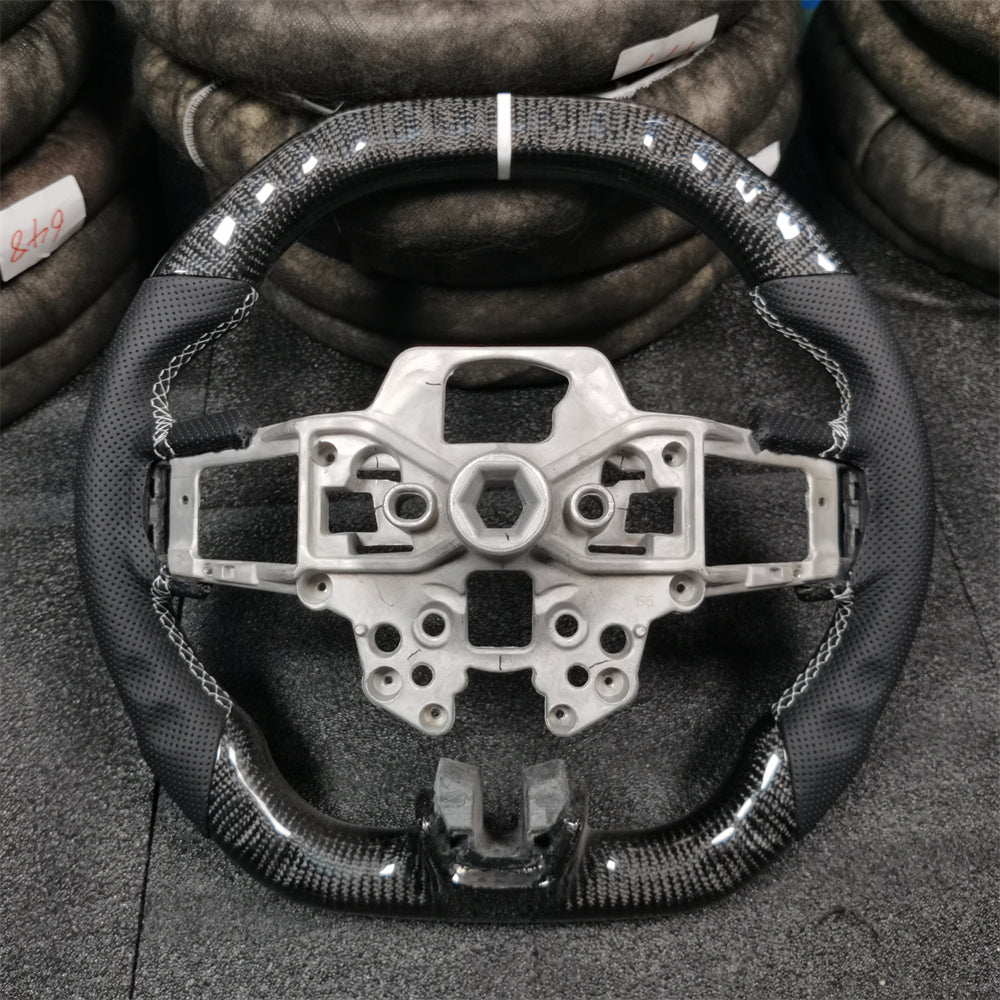 Flat Top Flat Bottom Carbon Fiber Steering Wheel fits Ford Mustang 2018-2023