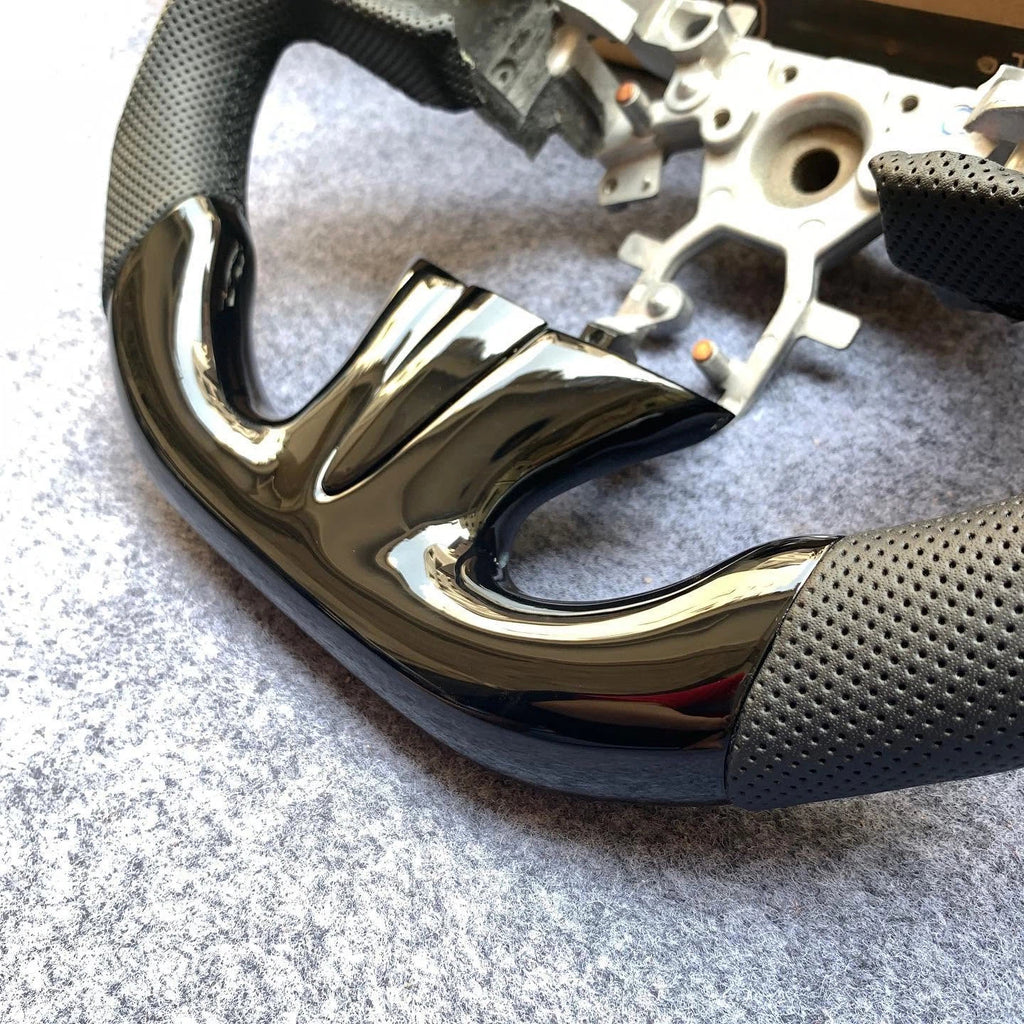 Gloss Black Carbon Fiber Steering Wheel Fits Infiniti Q50 Q50L 2013-2017