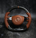 Brown Leather Carbon Fiber Steering Wheel for Mercedes-Benz S63 AMG W222