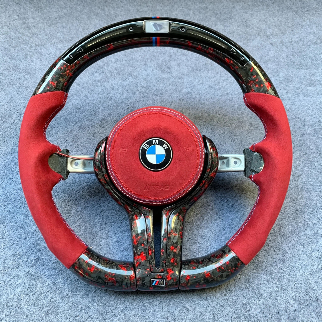 LED Red Forged Carbon Steering Wheel Fits BMW 7 Series F01 F02 F03 F04