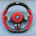 LED Red Forged Carbon Steering Wheel Fits BMW 7 Series F01 F02 F03 F04