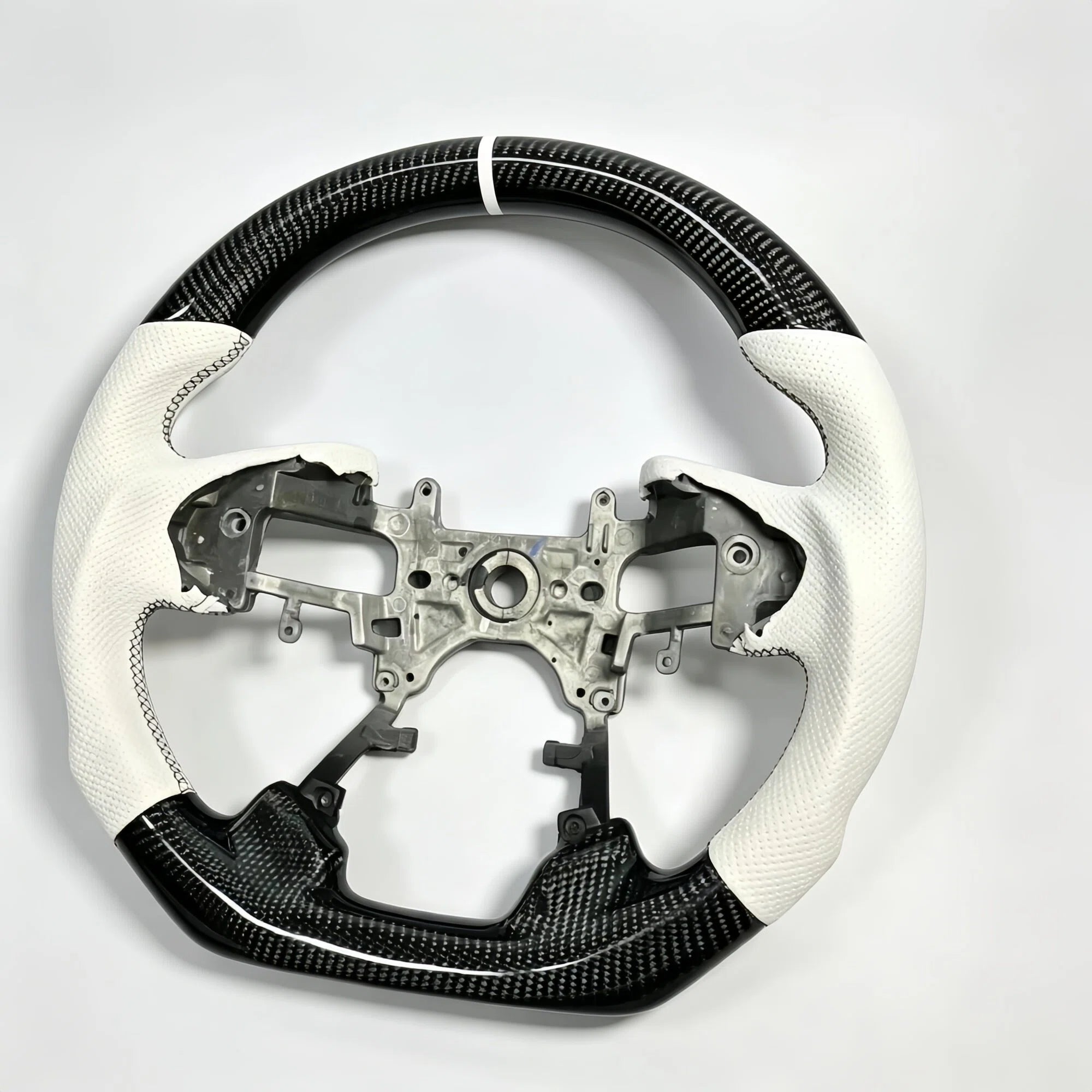 Real Carbon Fiber Custom Steering Wheel White For 2013-2017 Honda Accord 9th