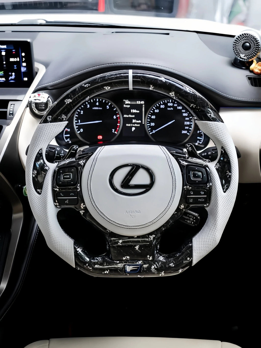 Silver Flakes Forged Carbon Fiber Steering Wheel Fits Lexus NX200T IS 250 350