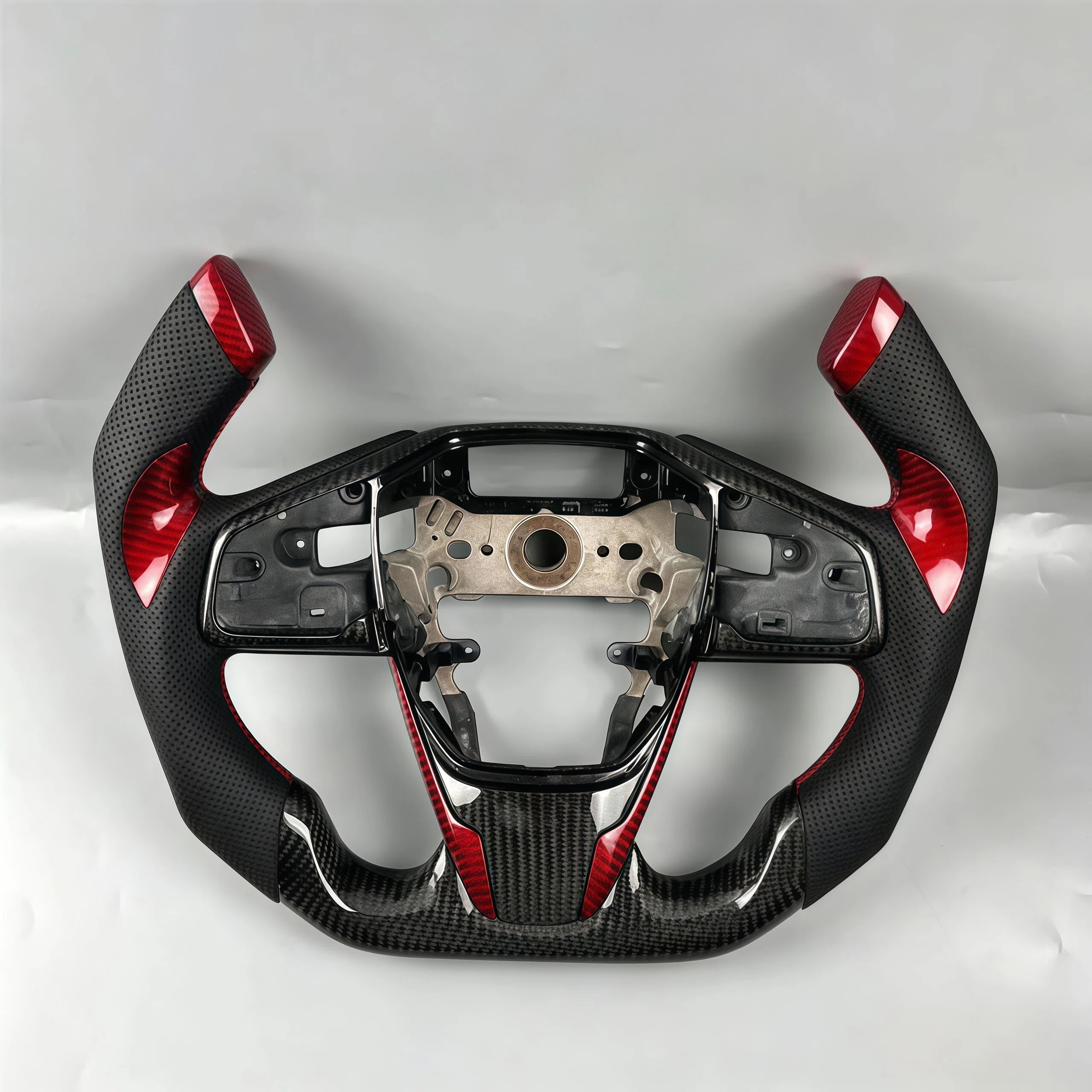Carbon Fiber Perforated Leather F1 Style Steering Wheel Fits Honda Civic 2016-2021