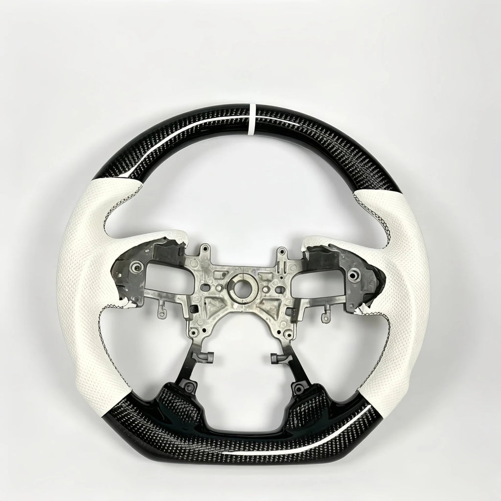 Real Carbon Fiber Custom Steering Wheel White For 2013-2017 Honda Accord 9th