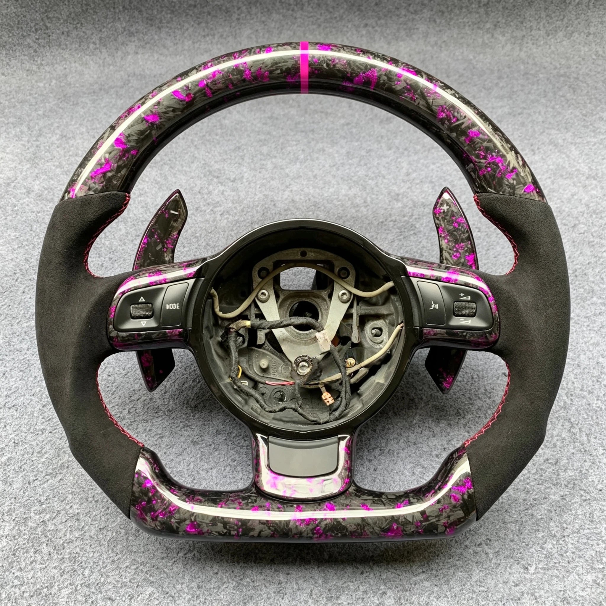 Forged Carbon Fiber Steering Wheel with Purple Flakes & Alcantara For Audi R8 2008-2015