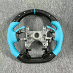 Blue Carbon Fiber Perforated Leather Steering Wheel Fits 9th Gen Honda Accord 2013-2017