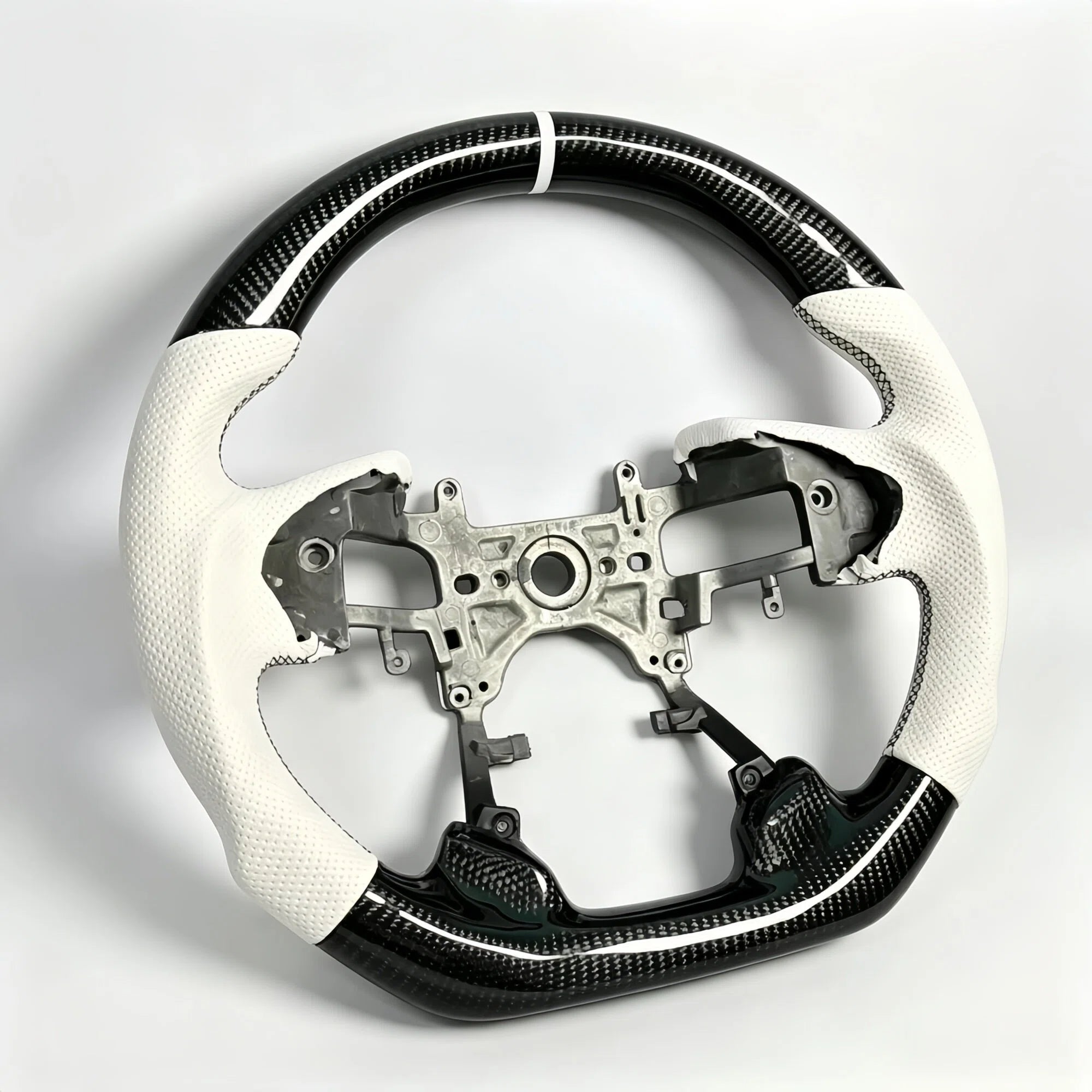 Real Carbon Fiber Custom Steering Wheel White For 2013-2017 Honda Accord 9th