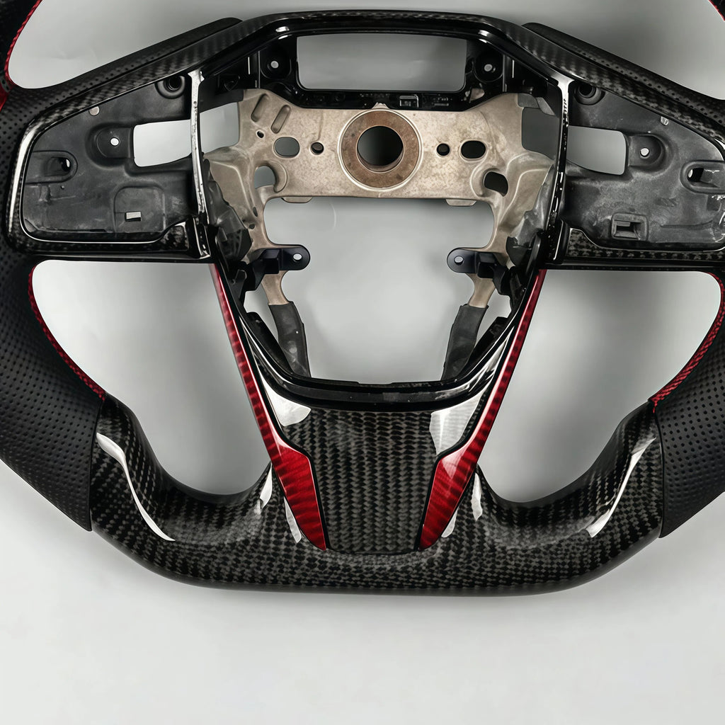Carbon Fiber Perforated Leather F1 Style Steering Wheel Fits Honda Civic 2016-2021