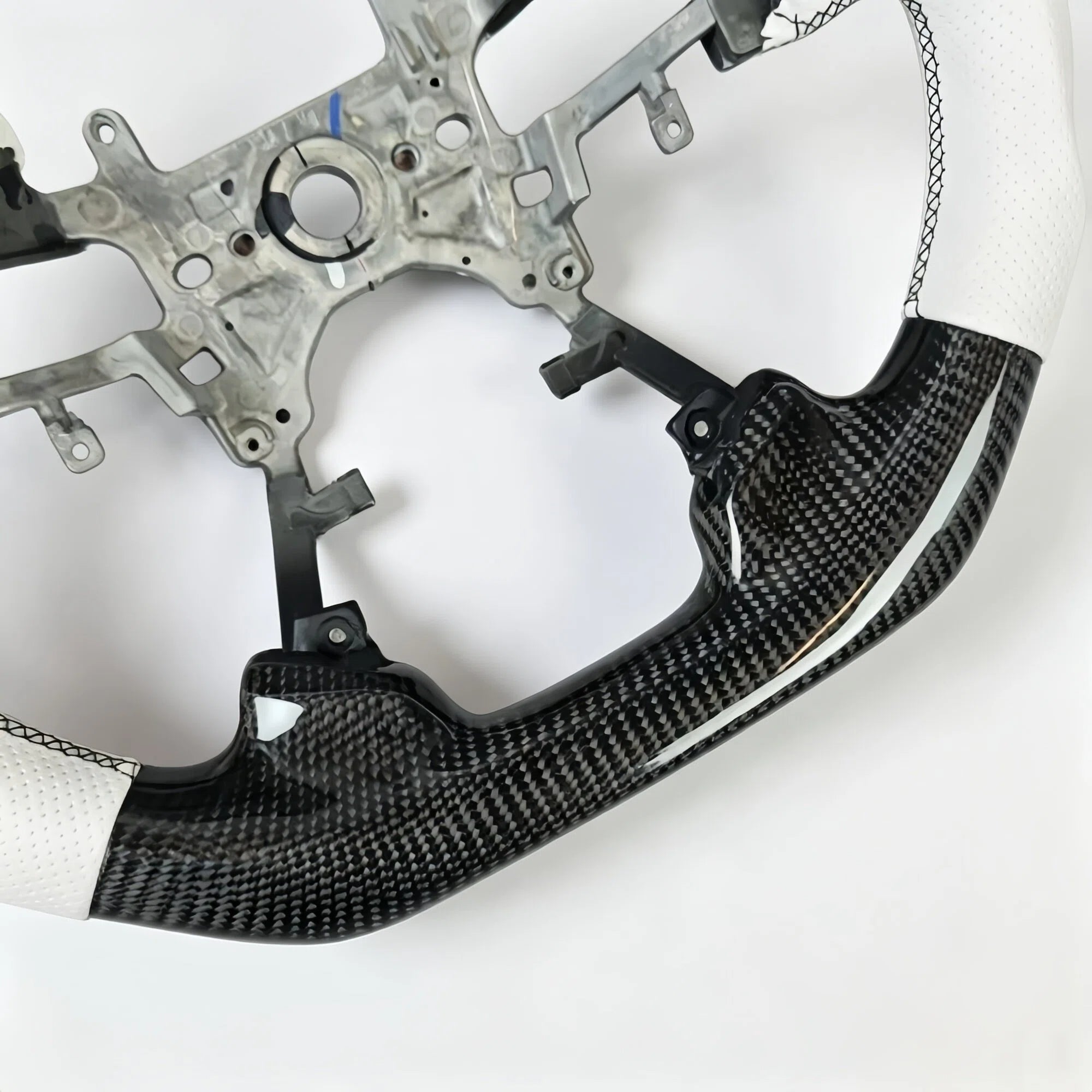 Real Carbon Fiber Custom Steering Wheel White For 2013-2017 Honda Accord 9th