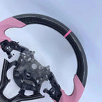 Pink Perforated Leather Carbon Fiber Steering Wheel for 10th Gen Honda Accord