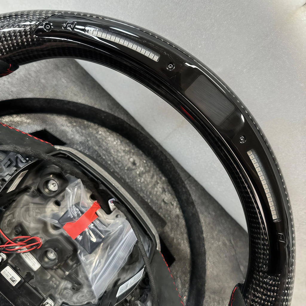 Fit for Audi SQ5 Q7 RSQ8 SQ7 2017+ with Heated LED Carbon Fiber Steering Wheel