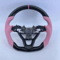 Pink Perforated Leather Carbon Fiber Steering Wheel for 10th Gen Honda Accord