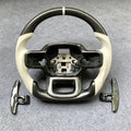 White Alcantara Carbon Fiber Steering Wheel Fits Ford F150 / Raptor (2021-2026)