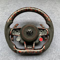 Red Flakes Forged Carbon Fiber Steering Wheel With R8 Style Buttons Fits VW MK7 / MK7.5 GTI R Jetta