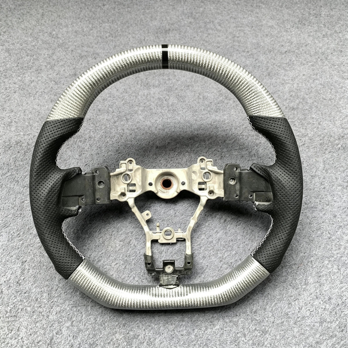 Silver Carbon Fiber Steering Wheel Fits Subaru WRX / STI 2015-2021