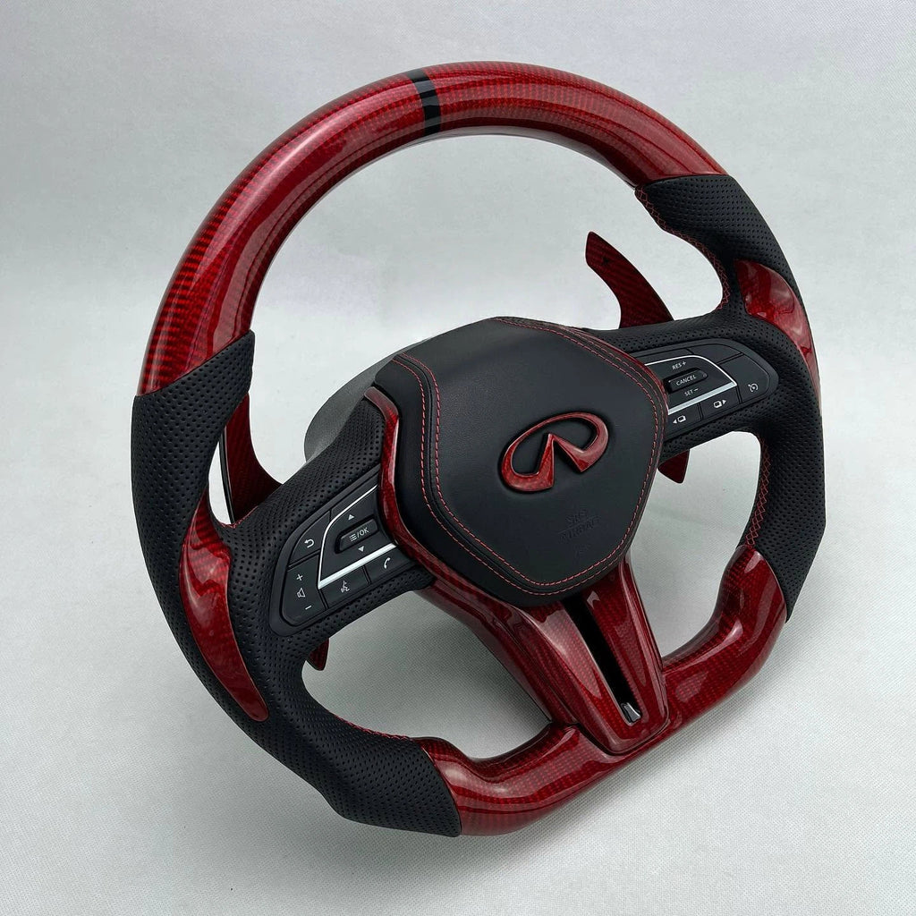 Red Carbon Fiber Steering Wheel For Infiniti Q50 Q60 Q60coupe Q60redsport400