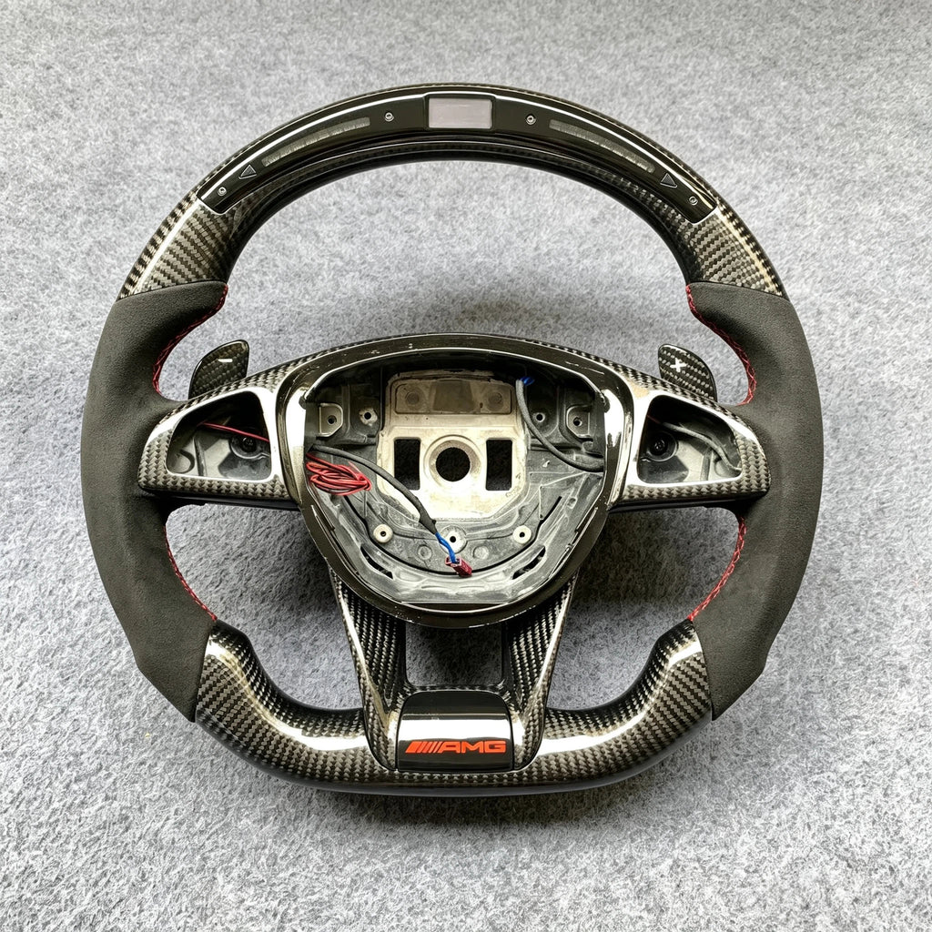LED Carbon Fiber Steering Wheel Fits Mercedes CLA45 CLS63 AMG