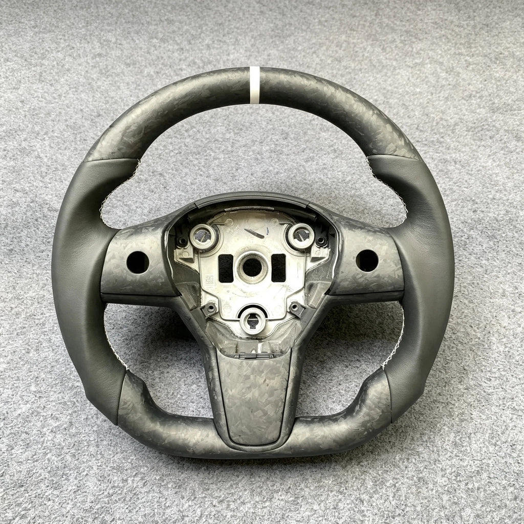 Matte Forged Carbon Fiber Steering Wheel for Tesla Model 3 / Model Y