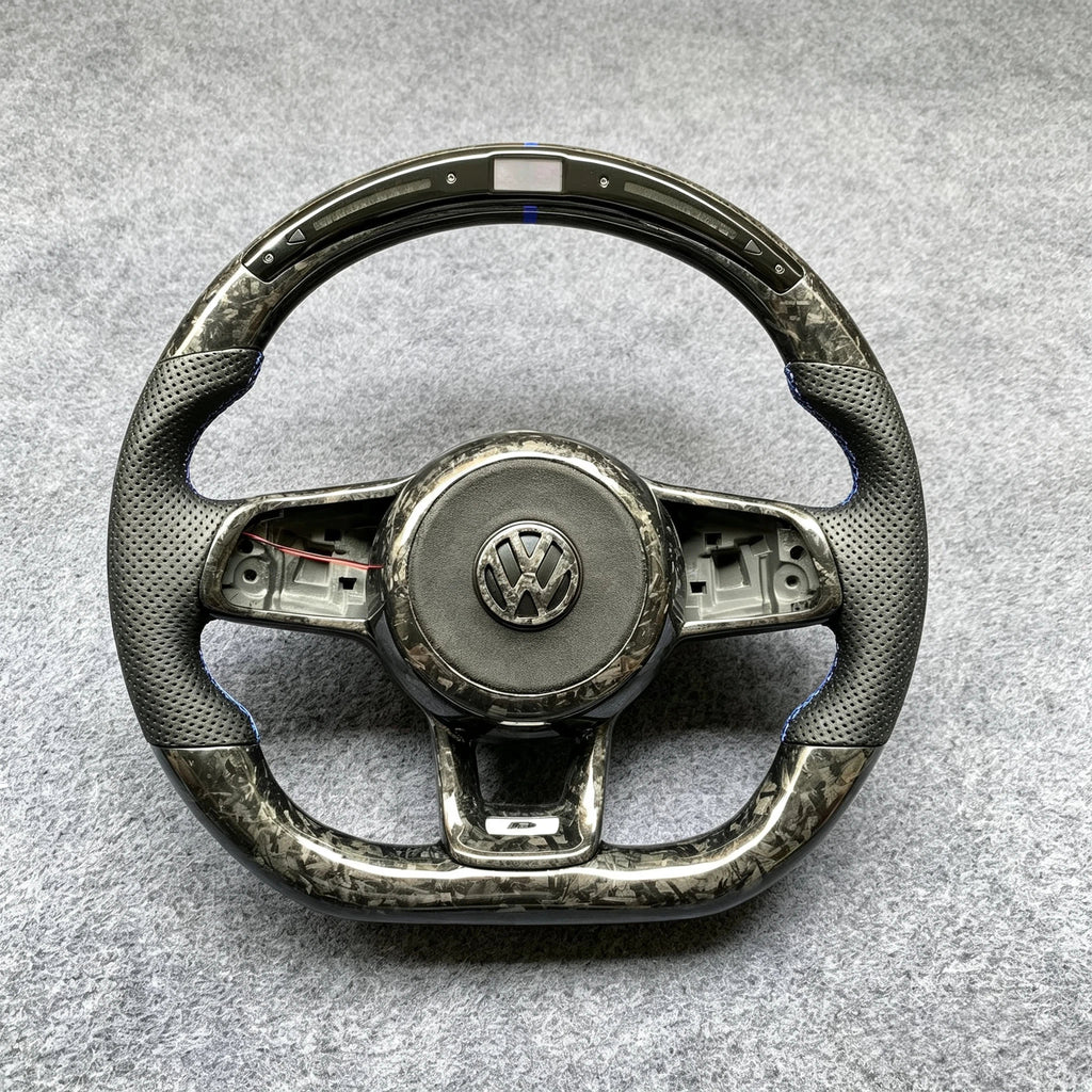 LED Forged Carbon Fiber Steering Wheel Fits VW Mk7 Mk7.5 GTI R