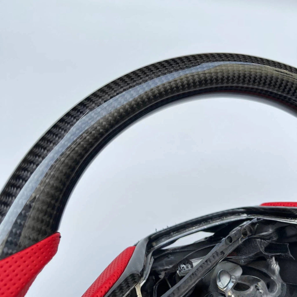 Red Perforated Leather Carbon Fiber Steering Wheel for 2018+ Honda CR-V