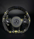 809 AMG Gold Foil Forged Carbon Fiber Steering Wheel Fits Mercedes W205 C-Class, W213 E-Class, X253 GLC & C257 CLS