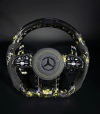 809 AMG Gold Foil Forged Carbon Fiber Steering Wheel Fits Mercedes W205 C-Class, W213 E-Class, X253 GLC & C257 CLS