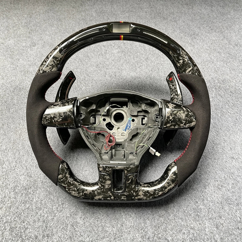 LED Forged Carbon Fiber Steering Wheel Fits Volkswagen Golf MK6 GTI / R Jetta 2010-2014