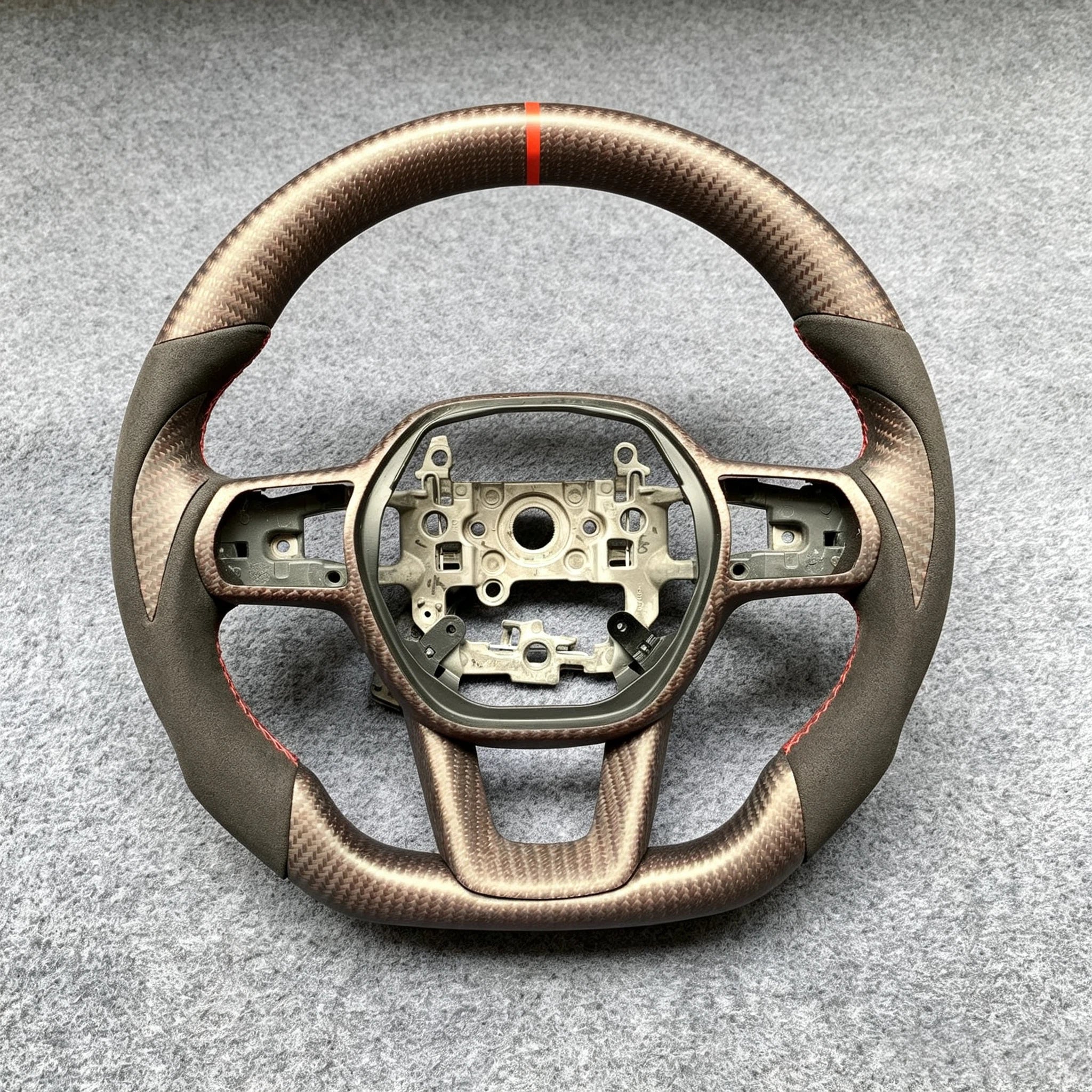 Matte Red Wire Carbon Fiber Steering Wheel For 11th Gen Honda Civic
